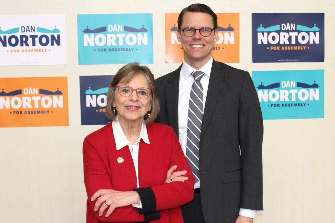 Assemblywoman Donna Lupardo with Dan Norton at a campaign event